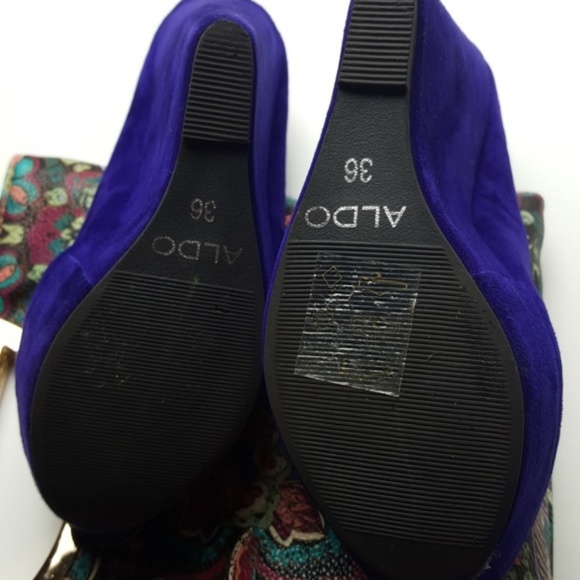 ALDO Purple Suede Wedge Platform Heels Size 6 - Picture 5 of 5